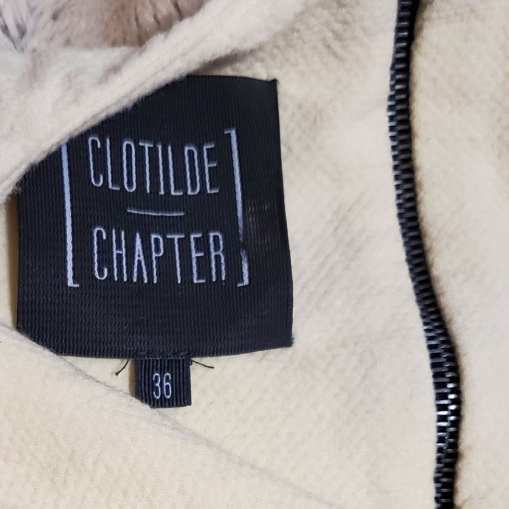 CLOTILDE CHAPTER CREAM AND‎ BLACK SASH V NECK WOOL DRESS..SIZE 36 - Picture 8 of 9
